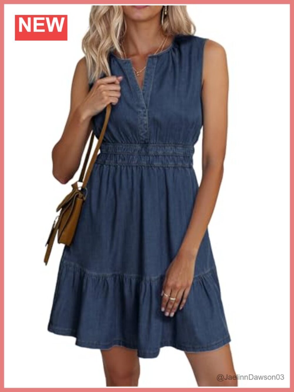 Soft Lyocell Denim Dress Sleeveless Summer Mini Jean Dress with Pockets